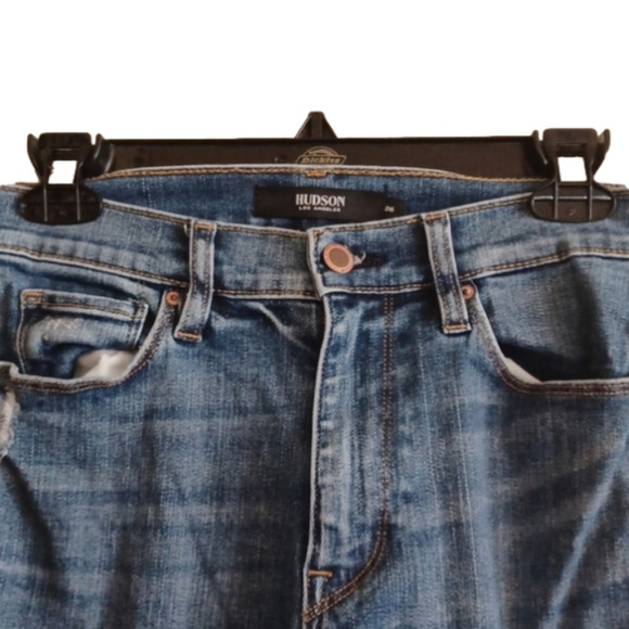 𝅺hudson jeans, size 26." Holly Skinny" Distressed bottoms. Dark and light . - Picture 2 of 16
